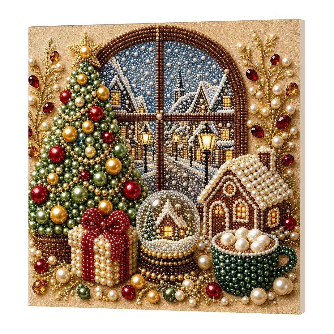 🎄Beginner-Friendly & Calming-💎 DIY Holiday Pearl Painting Kit With Frame