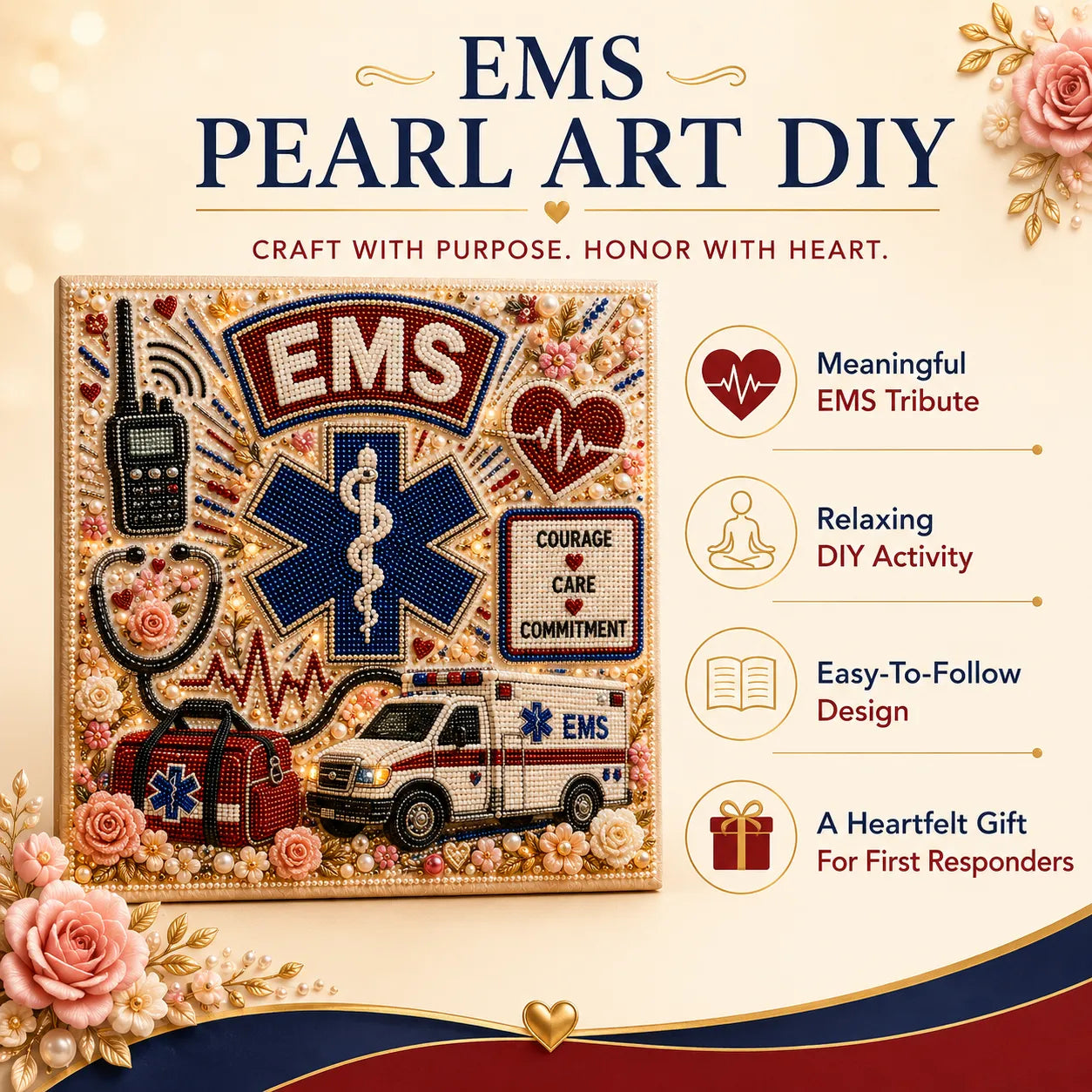 EMS Pearl Art DIY Kit 🚑❤ – Create a Shimmering Tribute to America’s Everyday Heroes