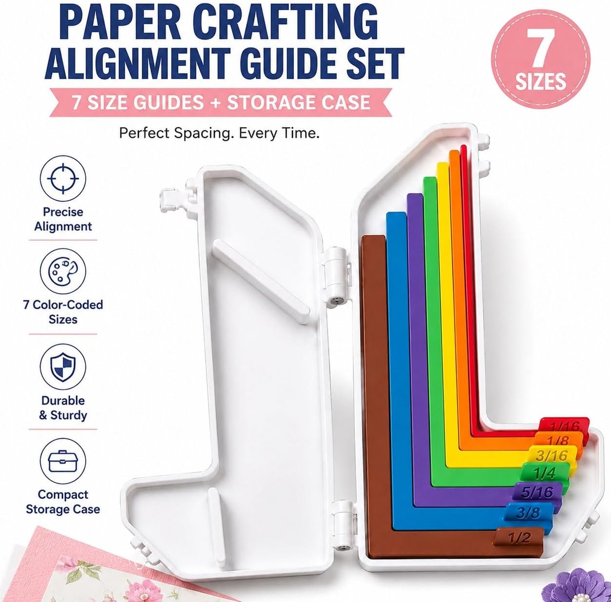 🌈Master Your Paper Crafts: 7-Piece L-Shaped Alignment Tool Kit 🌈✂️