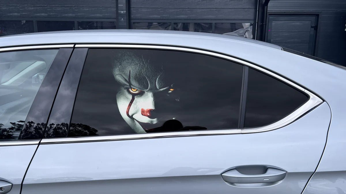 Artistic car window decal, one-way vision, universal size.