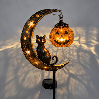 🔥 55% OFF TODAY 👻 Solar Halloween Garden Stake Light with Black Cat & Pumpkin