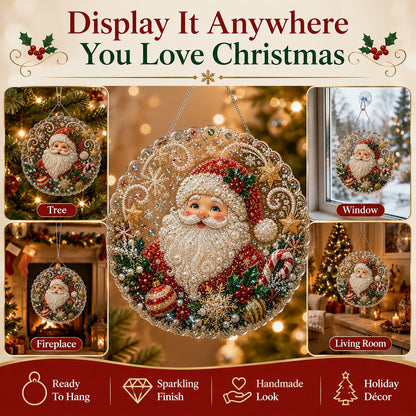 Christmas Pearl Diamond Art Hanging Ornament Kit 🎄✨ – Luxury Flocked Canvas & Non‑Fading Pearl Beads DIY Holiday Décor