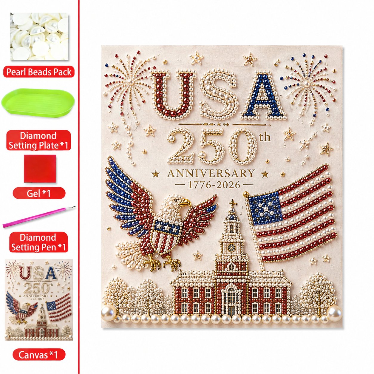 2026 Hot Sale🔥- 🇺🇸 USA 250th Anniversary DIY Pearl Painting Kit ✨❤️‍🔥