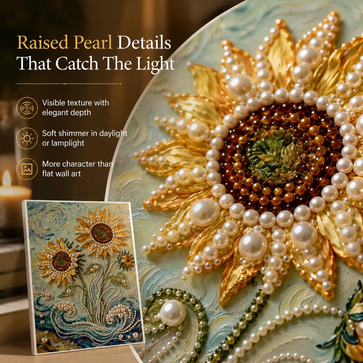 DIY Self-Adhesive Pearl Canvas Art for Elegant Wall Decor