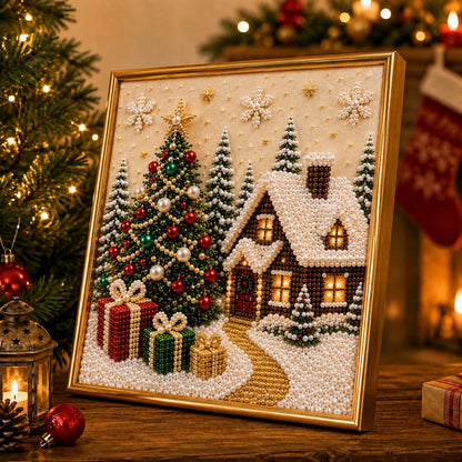 🧘Relaxing & Beginner-Friendly-🎄🎅 Premium 3D Pearl Christmas Wall Art Kit