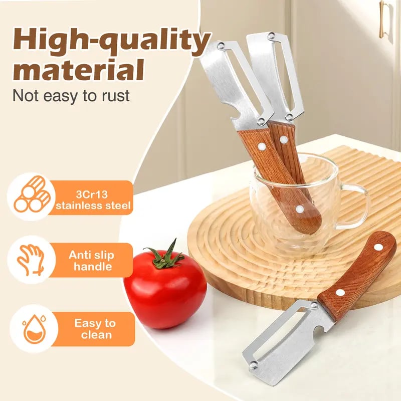 Multi-Functional Vegetable Peeler for Kitchen, Ultra-Sharp Stainless Steel Blade with Wooden Handle and Bottle Opener, For Vegetables or Fruits that Need to Be Peeled