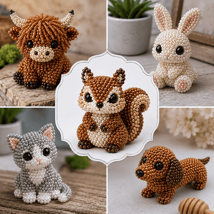 DIY Animal Beading Kit 🐾 – Relaxing Craft Set for Cute Beaded Animal Friends (5 pcs)
