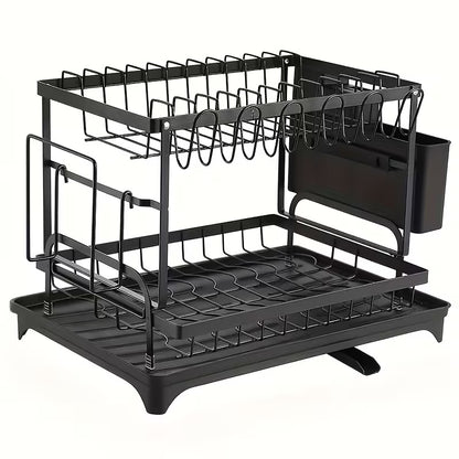 Double-layer large drain rack for kitchen countertop
