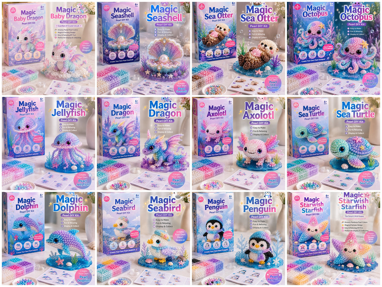 🔥Last Day BUY 3 GET 1 FREE🐚 12 Magical Ocean Friends DIY Kit – Create Your Own Adorable Sea Creatures!