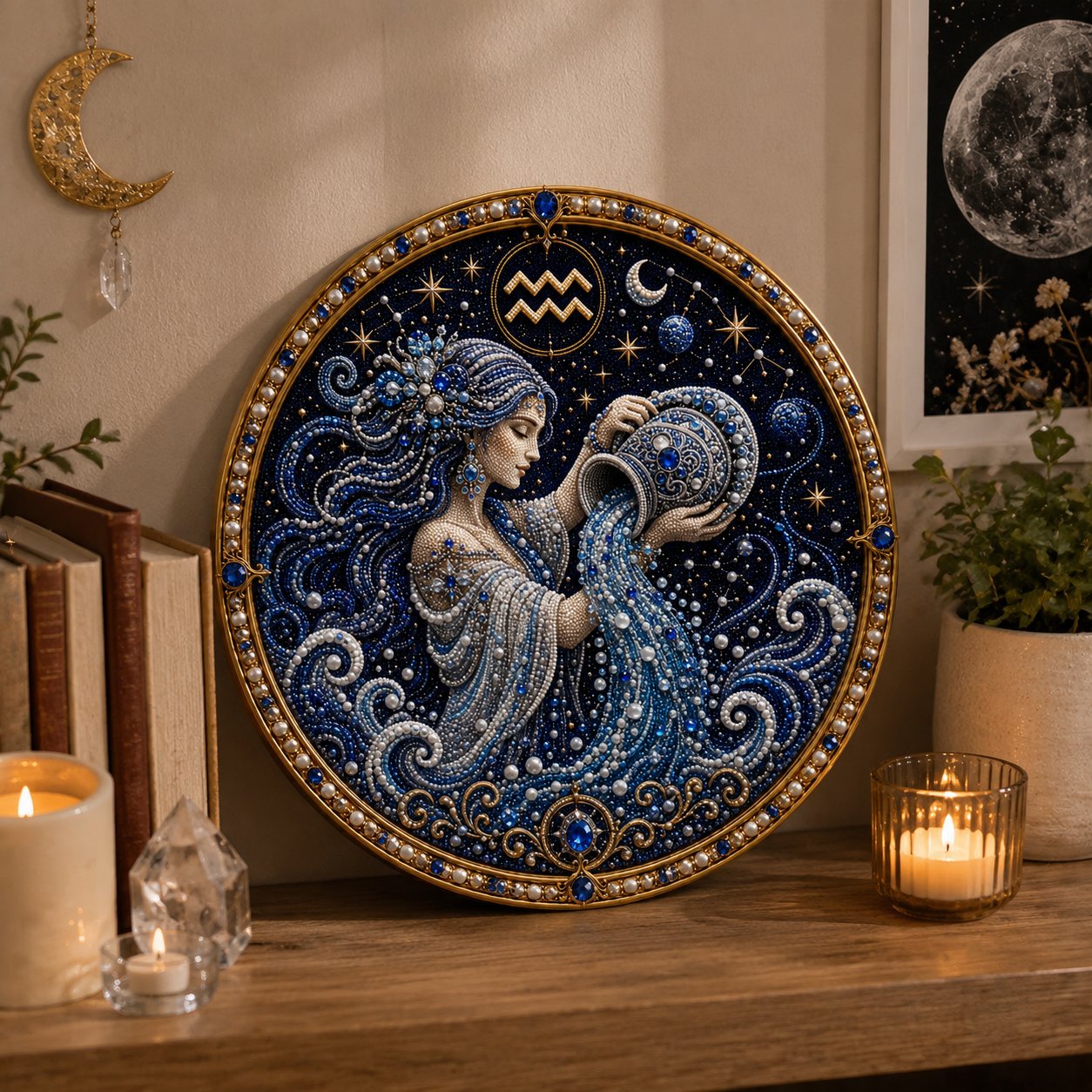 🔥 LAST DAY 49% OFF – ✨ Premium 3D Pearl 12 Zodiac Signs Art Kit | Luxury Flocked Canvas with Scratch-Resistant Non-Fading Pearl Beads DIY Handmade Astrology Decor ♈🌙💎
