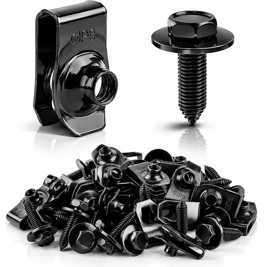 ⚙️ 50PCS 1/4'' Body Bolts & U-Nut Clips Kit, Universal Automotive Fender Bumper Splash Shield Fastener Retainer Set