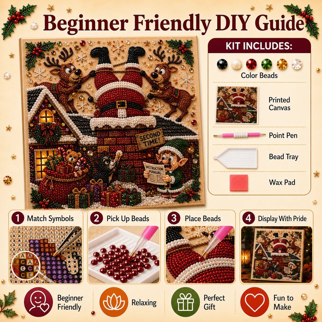 🎄 LAST DAY 49% OFF🧘 Relaxing & Beginner-Friendly🎄 Premium 3D Pearl Christmas Art Kit – ✨Relaxing DIY Craft to Create Stunning Christmas Artwork