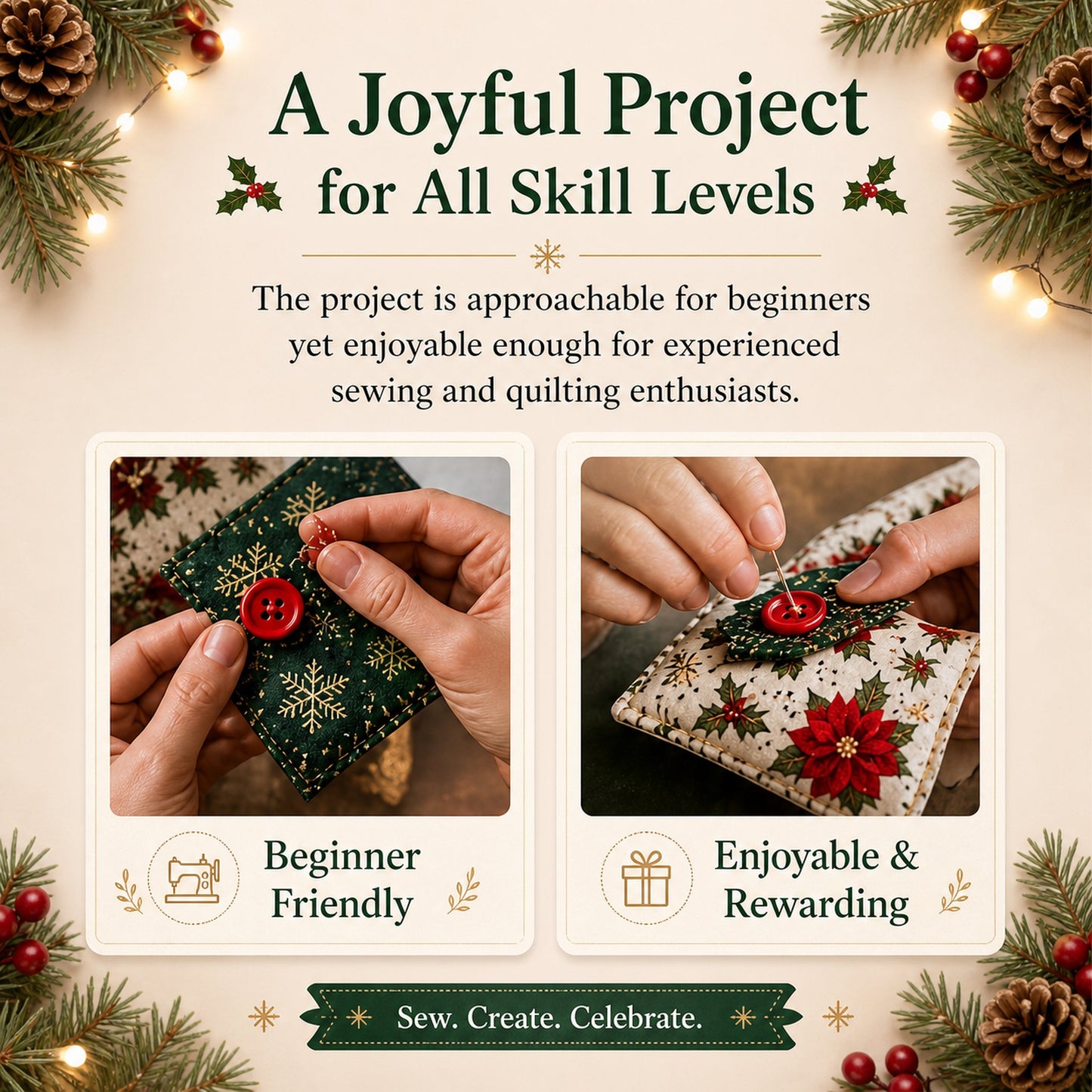 🔥Last Day BUY 2 GET 1 FREE ⭐Layered Fabric Tree Ornament DIY Sewing Kit | Beginner Friendly Handmade Seasonal Decor Gift
