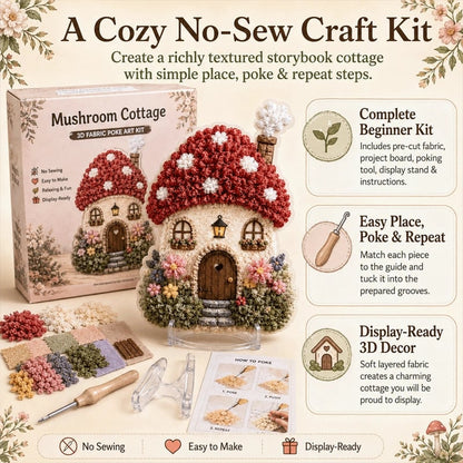 🔥Last Day 49% OFF - ✨🧘Relaxing & Beginner-Friendly-✨Whimsical Village 3D Fabric Poke Art Kit