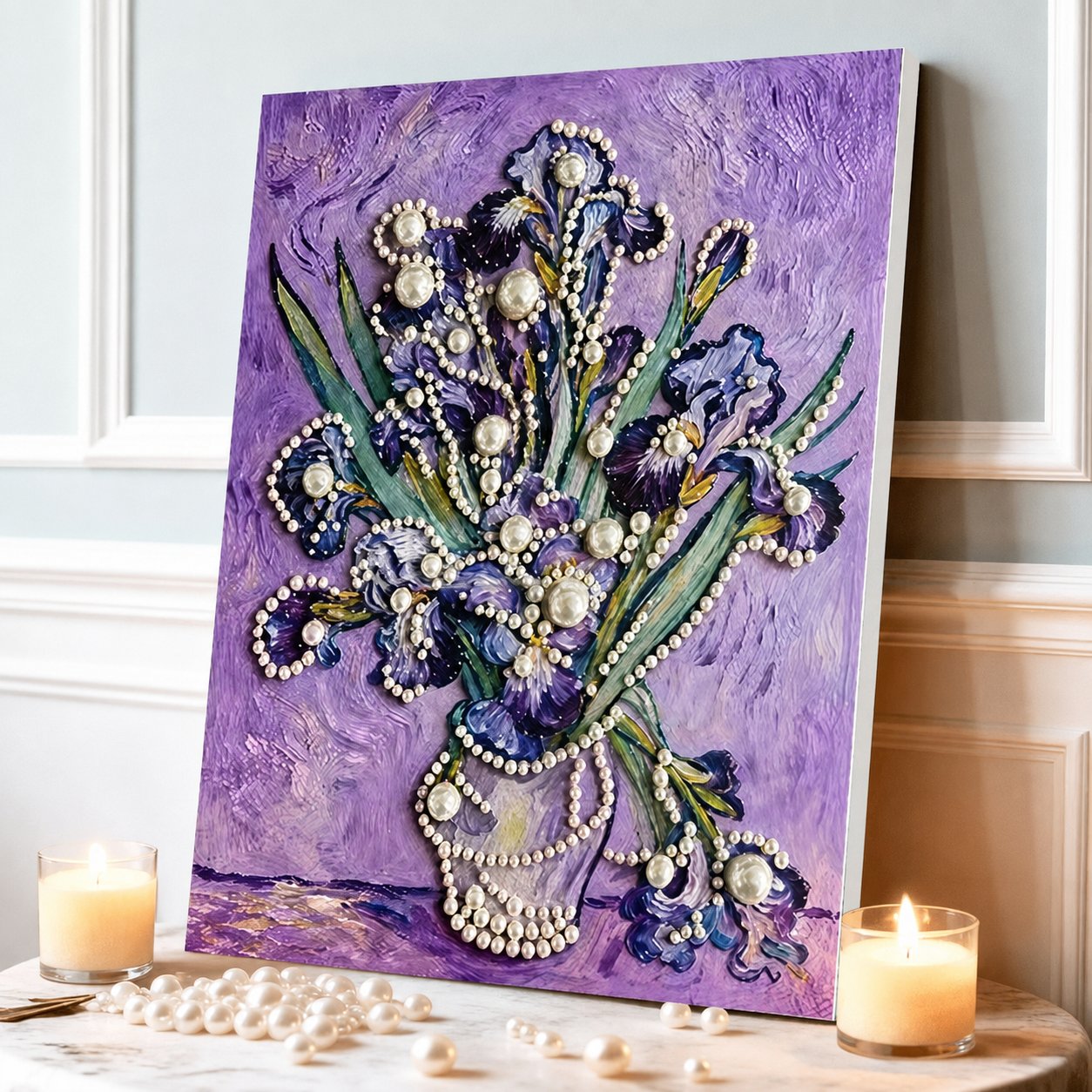 DIY Self-Adhesive Pearl Canvas Art for Elegant Wall Decor