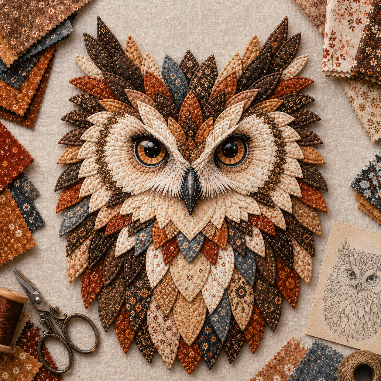 💥 LAST DAY 49% OFF - 🦉 Layered Fabric Owl Wall Art DIY Kit – Easy for Beginners, Guide Included (📦Buy 2 Free Shipping)