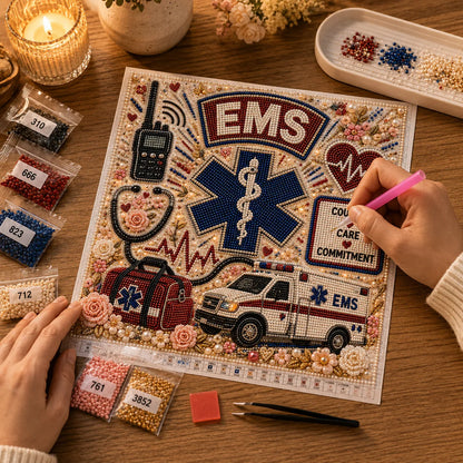 EMS Pearl Art DIY Kit 🚑❤ – Create a Shimmering Tribute to America’s Everyday Heroes