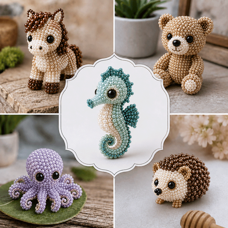 DIY Animal Beading Kit 🐾 – Relaxing Craft Set for Cute Beaded Animal Friends (5 pcs)