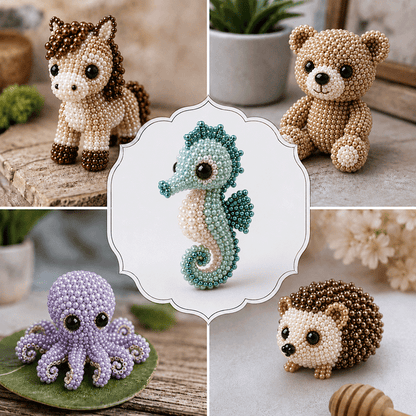 DIY Animal Beading Kit 🐾 – Relaxing Craft Set for Cute Beaded Animal Friends (5 pcs)