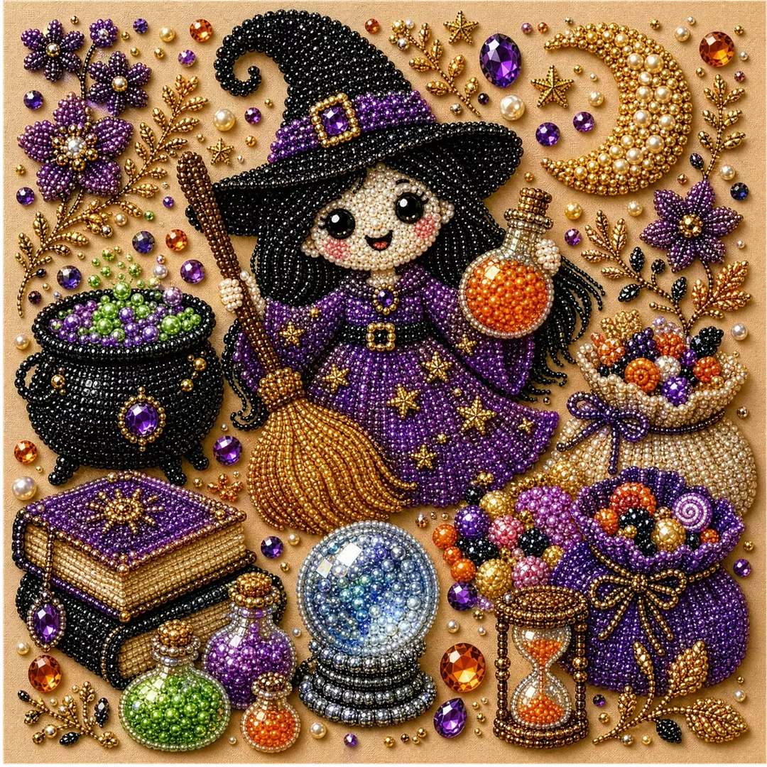 👻✨ Halloween Pearl Art DIY Kit – Spooky‑Cute Ghost & Pumpkin Beaded Wall Art