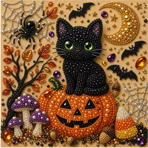 👻✨ Halloween Pearl Art DIY Kit – Spooky‑Cute Ghost & Pumpkin Beaded Wall Art