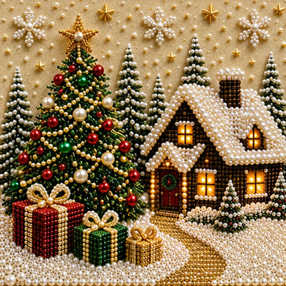 🧘Cozy & Creative-💎 Christmas Pearl Diamond Art Kit With Display Frame