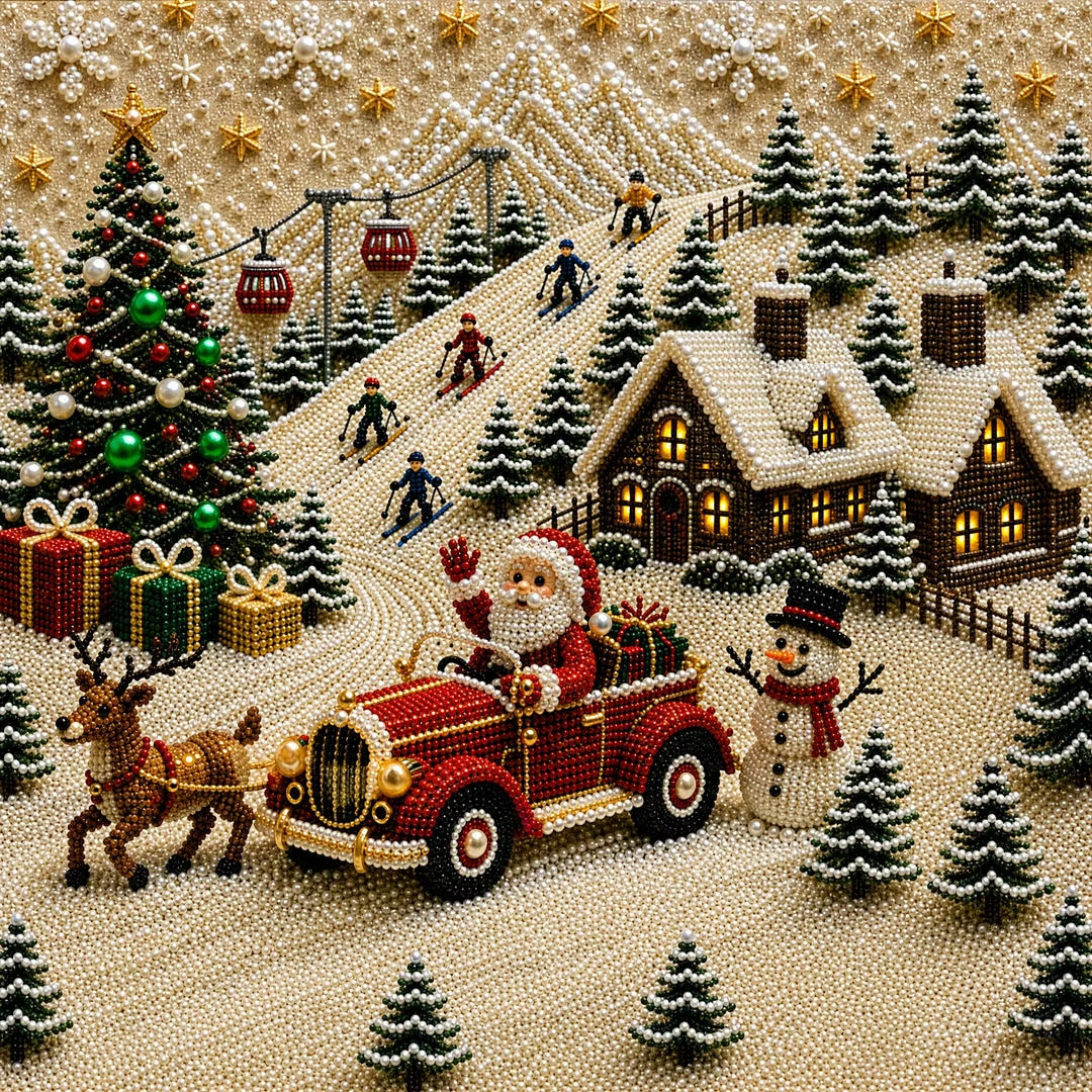 🧘Cozy & Creative-💎 Christmas Pearl Diamond Art Kit With Display Frame