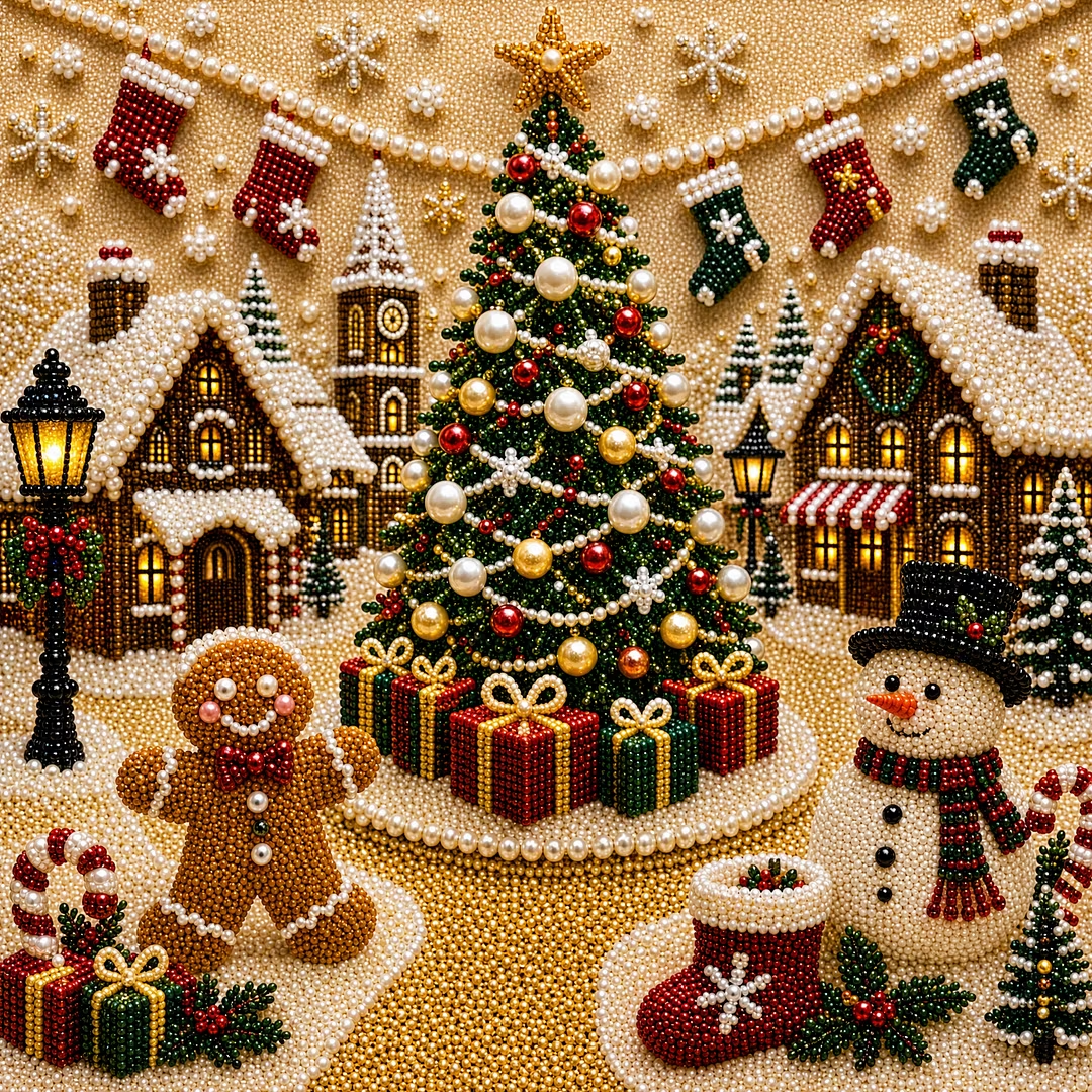 🧘Cozy & Creative-💎 Christmas Pearl Diamond Art Kit With Display Frame