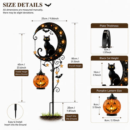 🔥 55% OFF TODAY 👻 Solar Halloween Garden Stake Light with Black Cat & Pumpkin