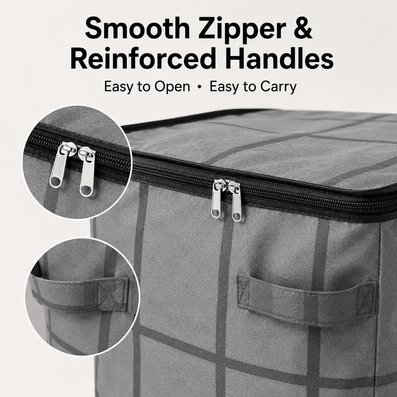 ⚡Hot Sales 49% OFF🔥-Spacious Moving Storage Bin – Zippered Organizer for Quilts, Bedding & Sweaters, Large Capacity Fabric Bag for Closet & Moving Day