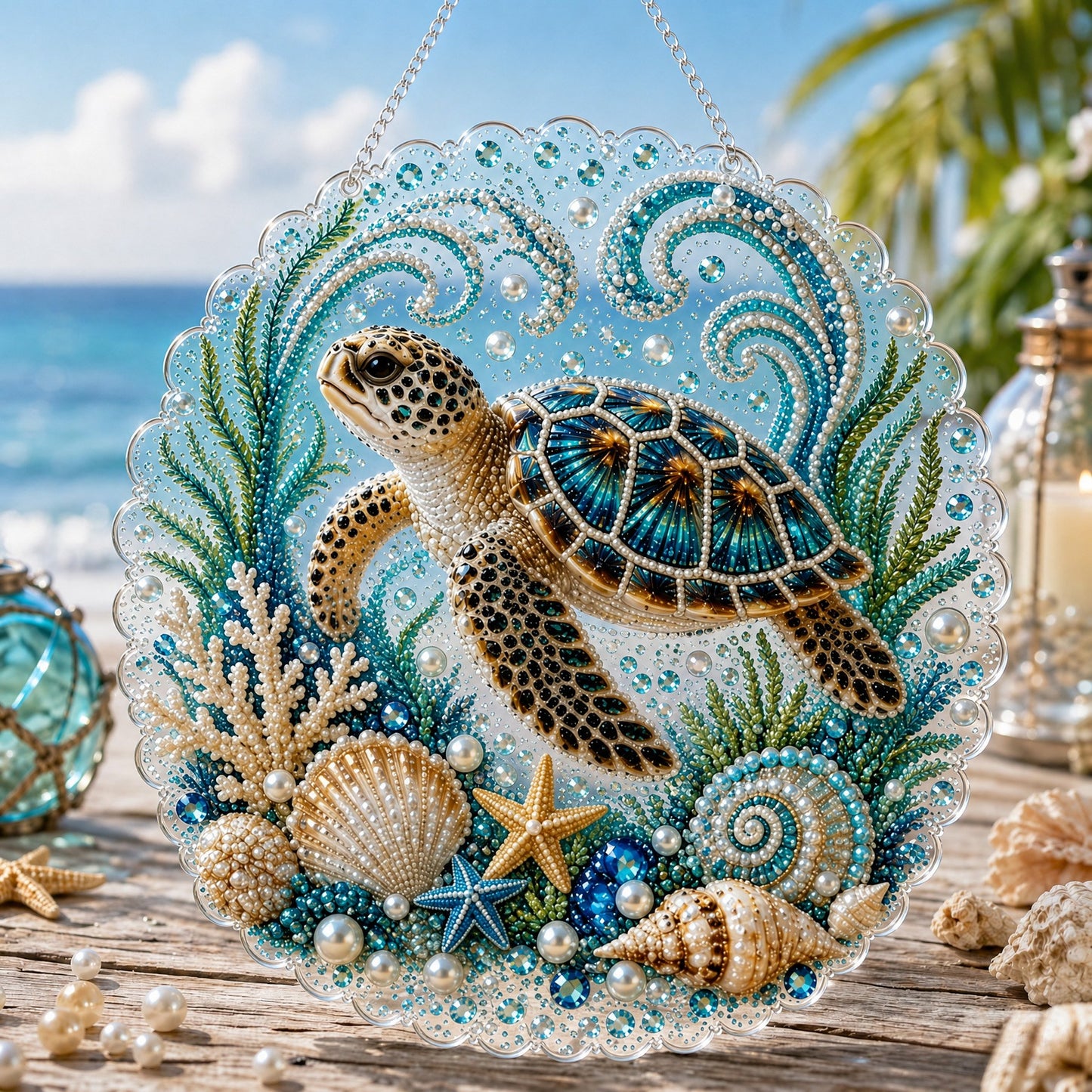 Ocean Pearl Art DIY Hanging Kit 🌊✨ – Calming Beaded Suncatcher Craft for Beach‑Lover Home Décor
