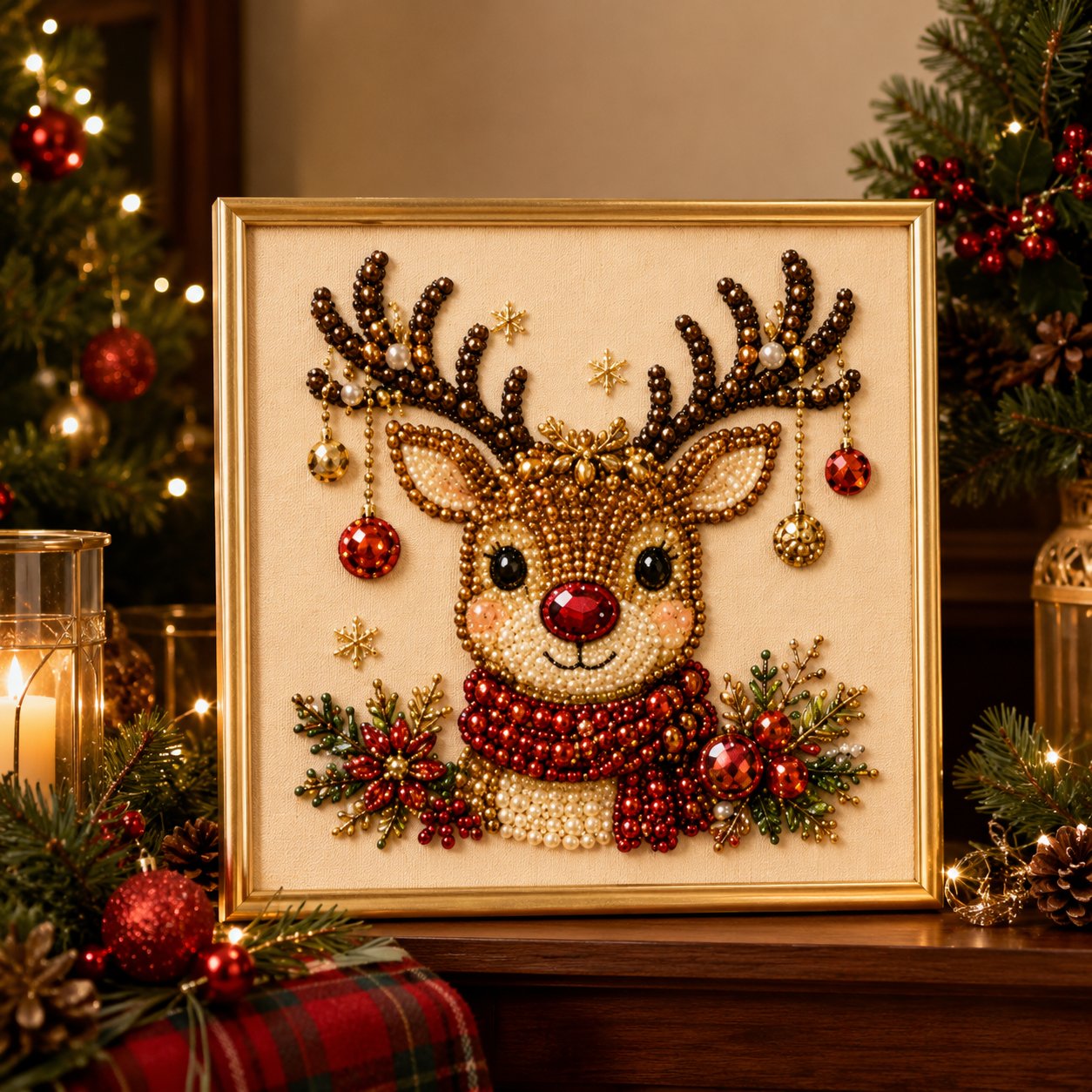 🧘Relaxing & Beginner-Friendly-💎DIY Christmas Pearl Diamond Painting Art Kit With Frame