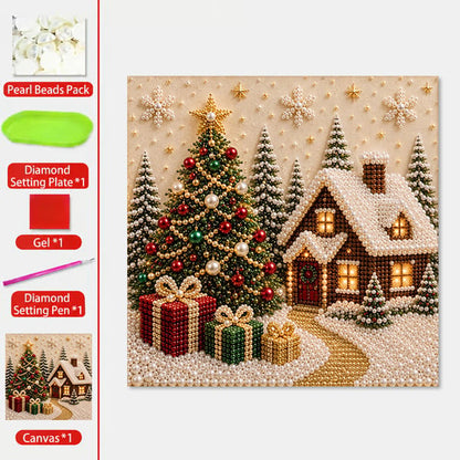 🧘Relaxing & Beginner-Friendly-🎄🎅 Premium 3D Pearl Christmas Wall Art Kit