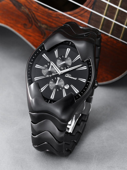 Y2K Wormhole Concept Men's Watch: Avant-garde Quartz Watch with Irregular Dial, Stylish and Unique Men's Clock