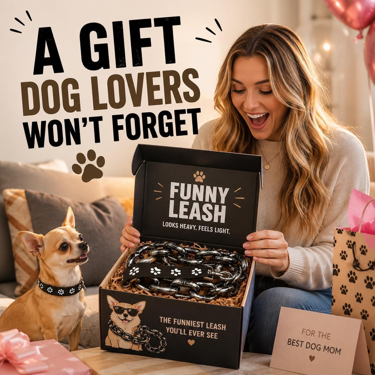 Iron Paw Comedy: The "Heavy" Chain Leash That's Light as a Feather! ⛓️✨