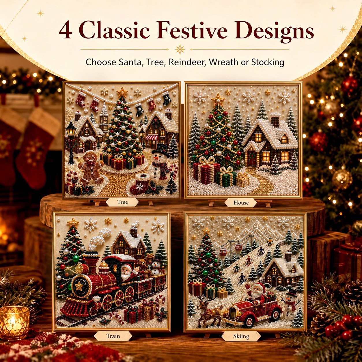 🧘Relaxing & Beginner-Friendly-🎄🎅 Premium 3D Pearl Christmas Wall Art Kit