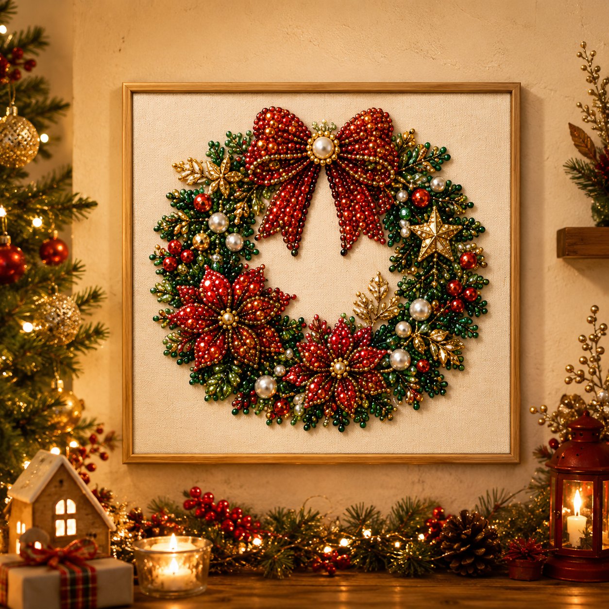 🧘Relaxing & Beginner-Friendly-💎DIY Christmas Pearl Diamond Painting Art Kit With Frame