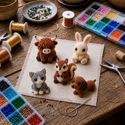DIY Animal Beading Kit 🐾 – Relaxing Craft Set for Cute Beaded Animal Friends (5 pcs)