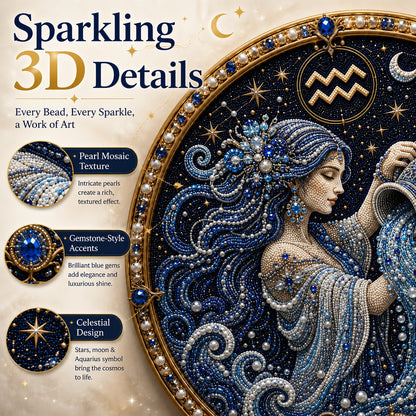 🔥 LAST DAY 49% OFF – ✨ Premium 3D Pearl 12 Zodiac Signs Art Kit | Luxury Flocked Canvas with Scratch-Resistant Non-Fading Pearl Beads DIY Handmade Astrology Decor ♈🌙💎