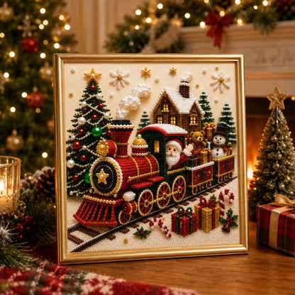 🎄🎅 Premium 3D Pearl Christmas Wall Art Kit | Luxury Flocked Canvas with Scratch-Resistant Non-Fading Pearl Beads DIY Holiday Decor ⛄️❄️
