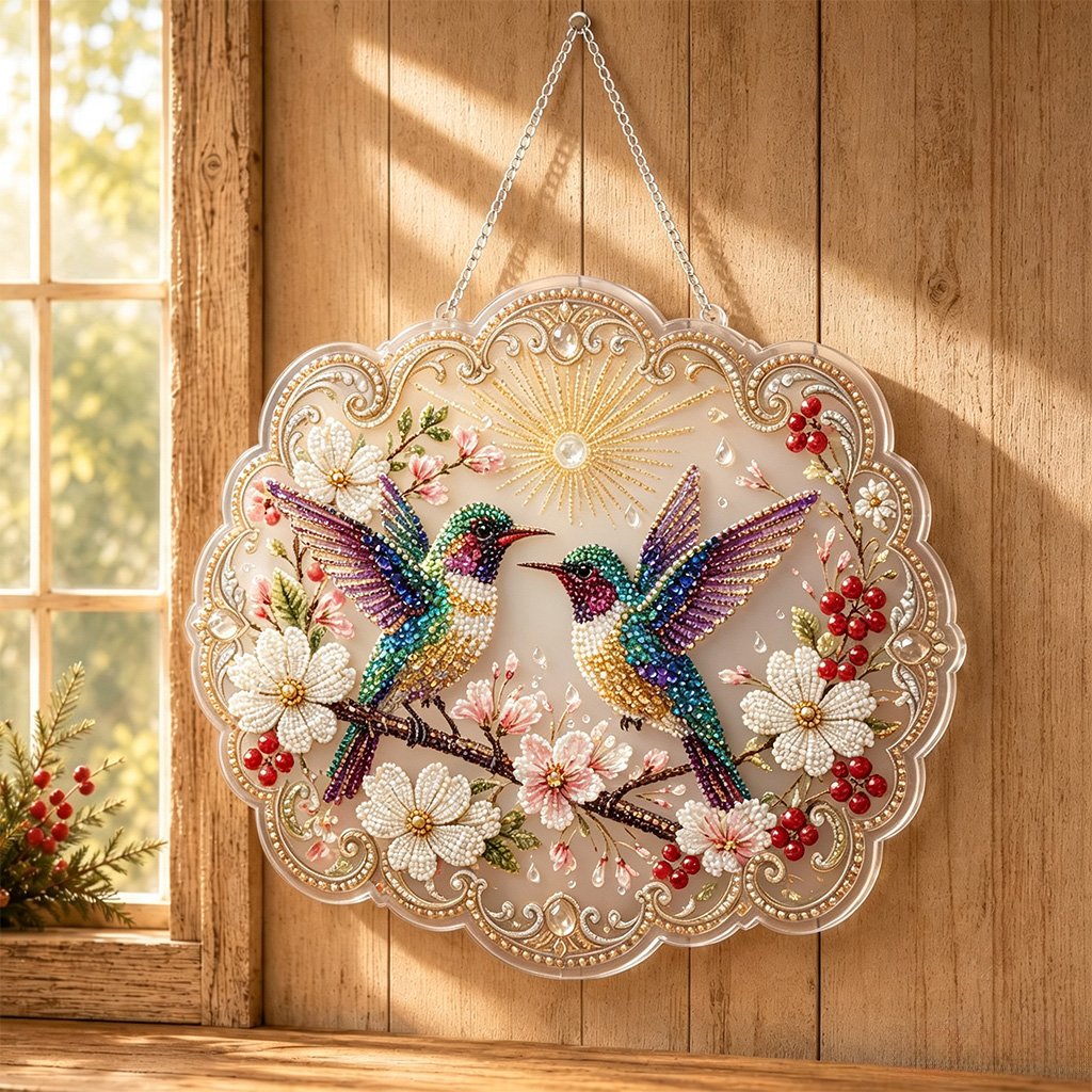 ✨Beginner-Friendly-🐦Cardinals & Sunrise Diamond Art Hanging Ornament Kit
