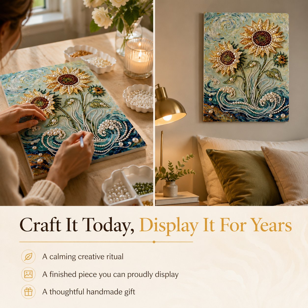 DIY Self-Adhesive Pearl Canvas Art for Elegant Wall Decor