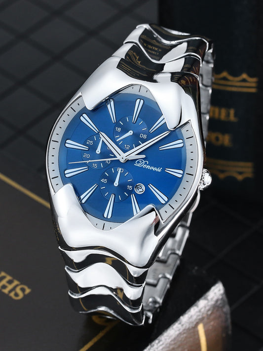 Y2K Wormhole Concept Men's Watch: Avant-garde Quartz Watch with Irregular Dial, Stylish and Unique Men's Clock