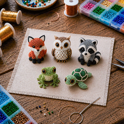 DIY Animal Beading Kit 🐾 – Relaxing Craft Set for Cute Beaded Animal Friends (5 pcs)