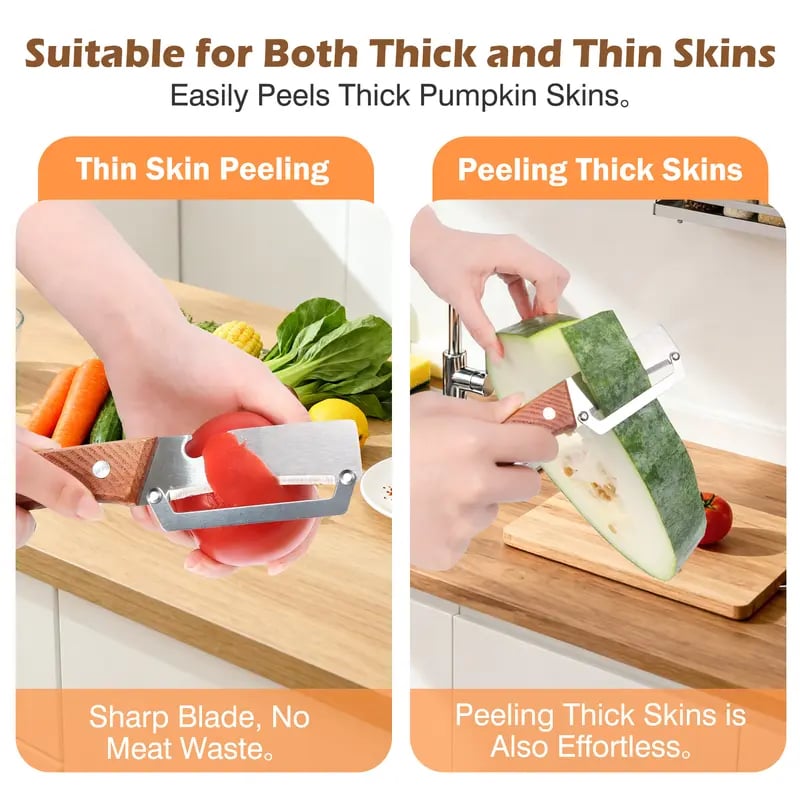 Multi-Functional Vegetable Peeler for Kitchen, Ultra-Sharp Stainless Steel Blade with Wooden Handle and Bottle Opener, For Vegetables or Fruits that Need to Be Peeled