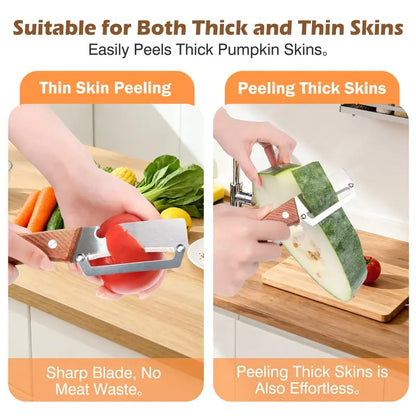 Multi-Functional Vegetable Peeler for Kitchen, Ultra-Sharp Stainless Steel Blade with Wooden Handle and Bottle Opener, For Vegetables or Fruits that Need to Be Peeled
