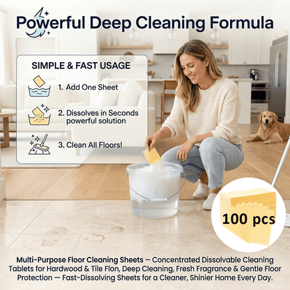 🧼Multi-Purpose Floor Cleaning Sheets – Concentrated Dissolvable Cleaning Tablets for Hardwood & Tile Floors