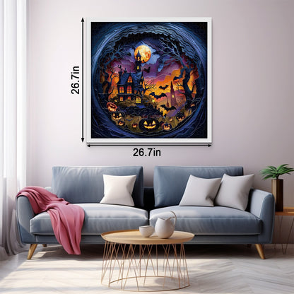 Midnight Haunt Framed Jigsaw Wall Art – Spooky Halloween Puzzle Decor