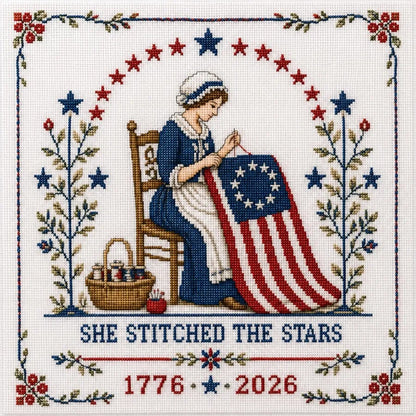 🔥us 250th Anniversary 50% OFF - 🪡 She Stitched The Stars Commemorative Cross Stitch Kit