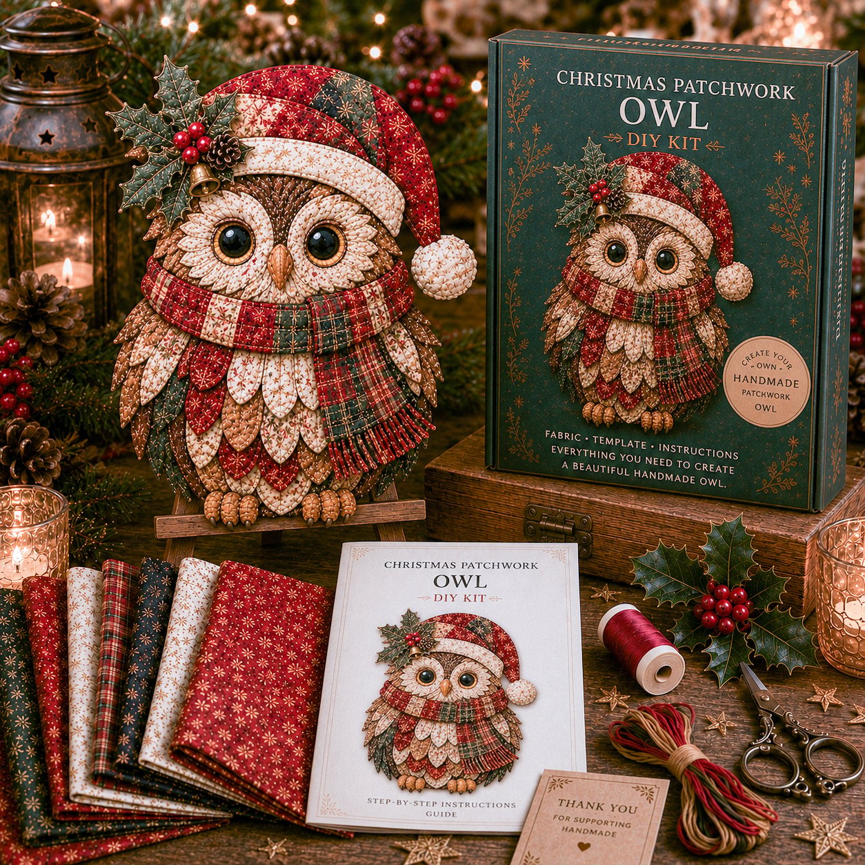 🔥LAST DAY 50% OFF - 🎅Christmas Patchwork Fabric DIY Decor Kit – Stunning Results, Zero Experience Needed